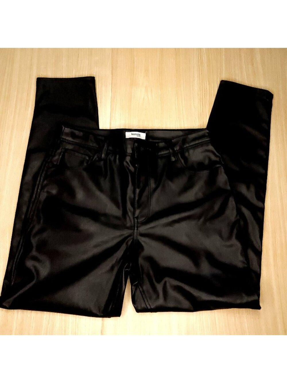 Kensie Womens Black Faux Leather Slim Leg Pants 8